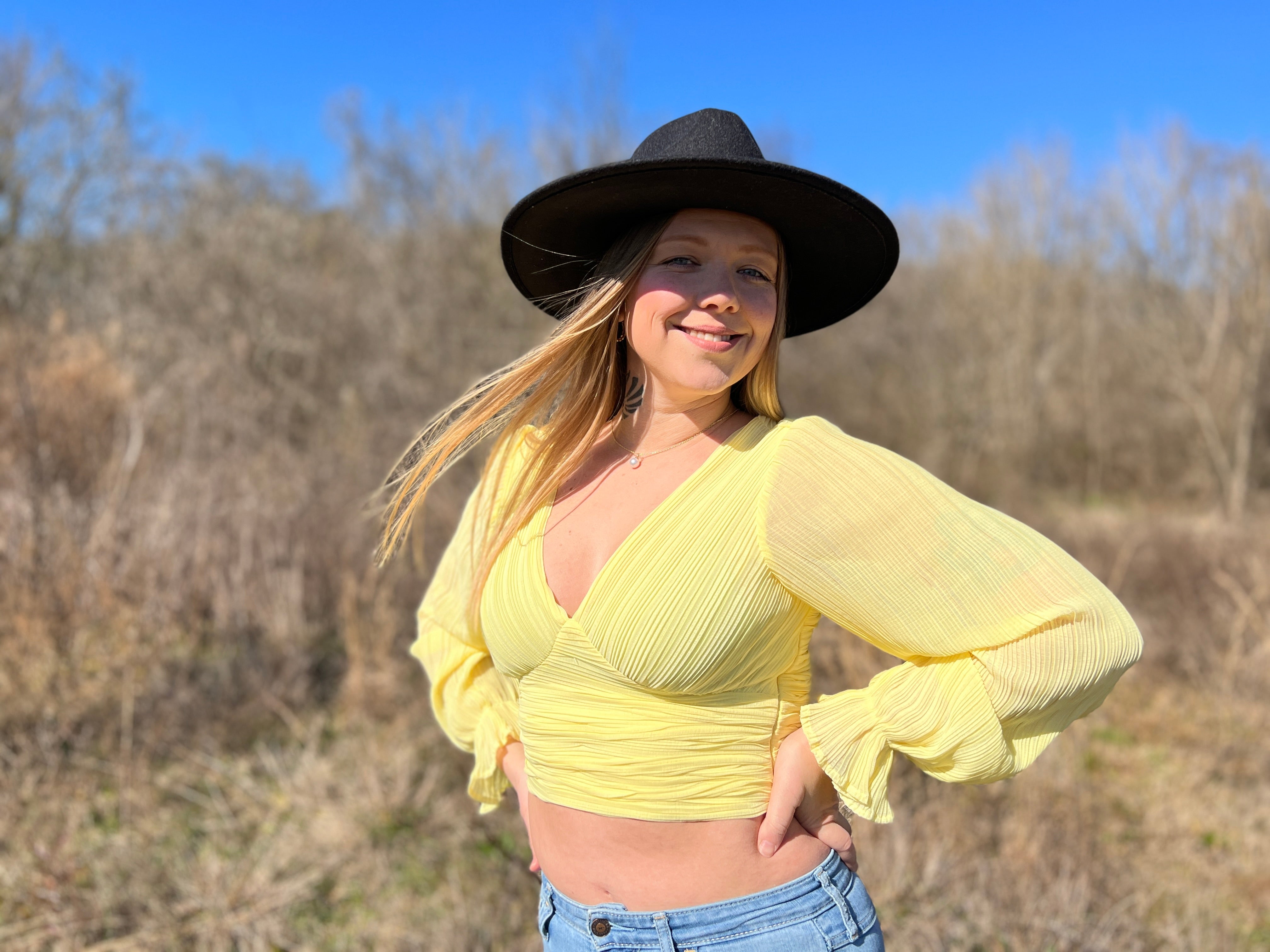 Sunny Day Long Sleeve Crop Top
